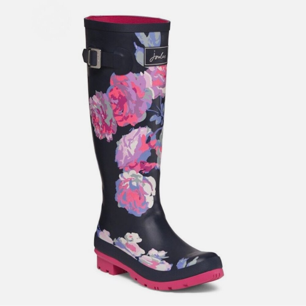 Joules Welly Floral High Shaft Waterproof Rain Boots